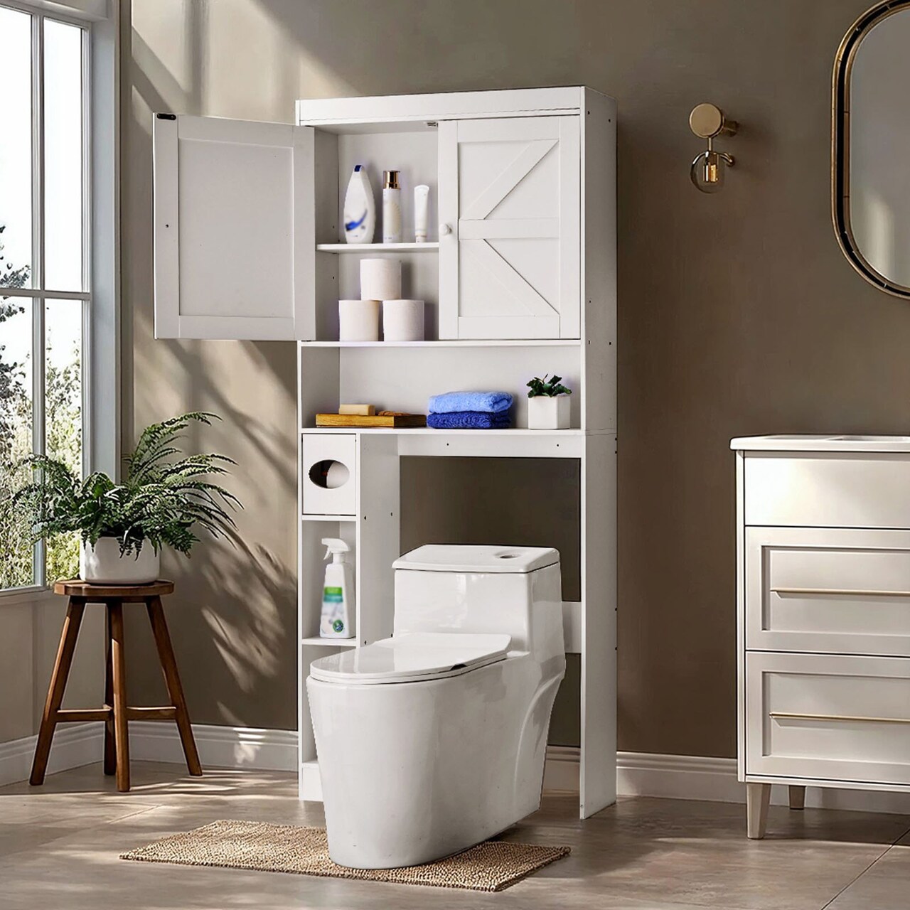 Over the Toilet Bathroom Storage Cabinet with Adjustable Shelf